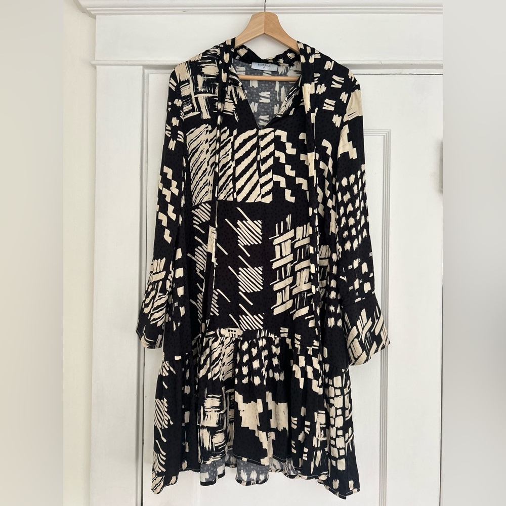 Beatrice .b Drop Waist Patterned Long Sleeve Dress, Size XS